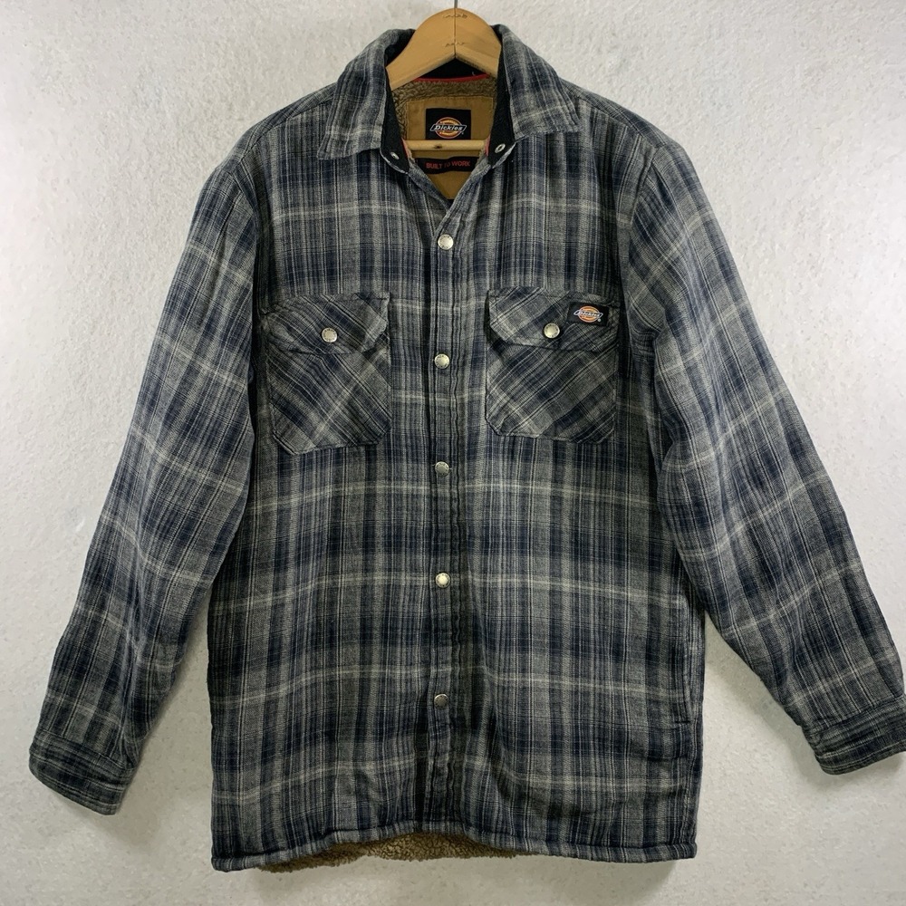 Dickies Mens Plaid Sherpa Shacket Jacket Sz S Oversized Workwear Grunge Street